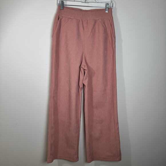 HALARA Women’s Corduroy Lounge Pants SMALLPink Ribbed Wide Leg Pull On Comfy - Picture 1 of 9
